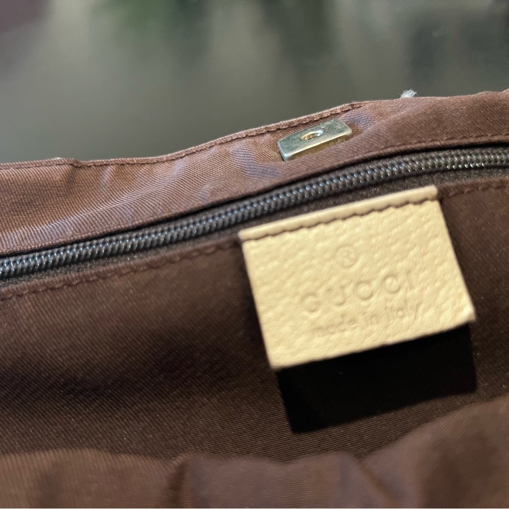 Gucci Brown Brooklyn Gg Canvas Hobo Buckle Shoulder Bag Y2k Gold Cream Monogram - Picture 10 of 13